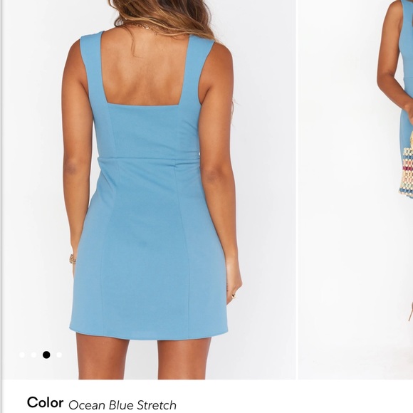 Show me your mumu Eden Mini Dress NWT size Small ocean blue stretch - Picture 2 of 5